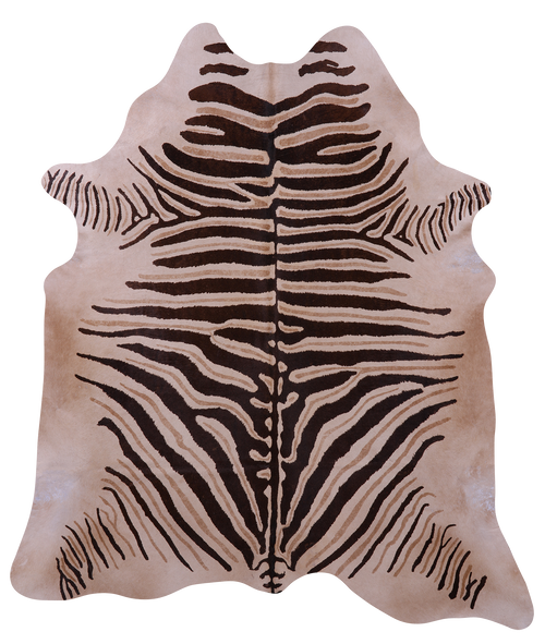 Zebra Animal Print Natural Cowhide Rug - XX-Large 7' 9