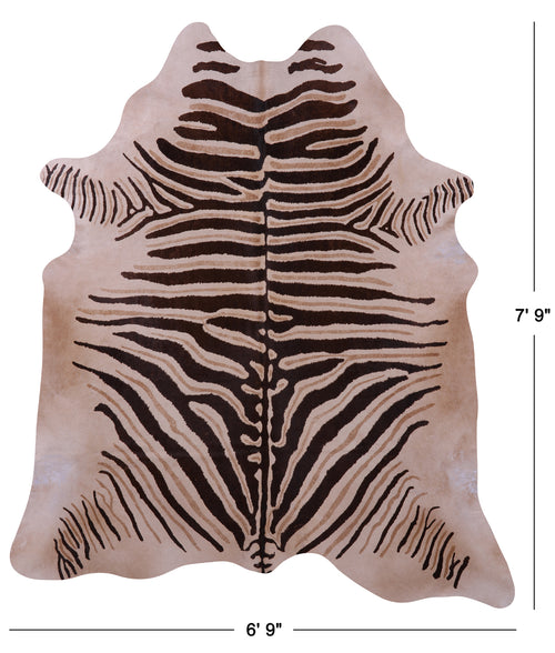 Zebra Animal Print Natural Cowhide Rug - XX-Large 7' 9