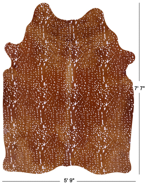 Gazelle Deer Animal Print Natural Cowhide Rug - X-Large 7' 7