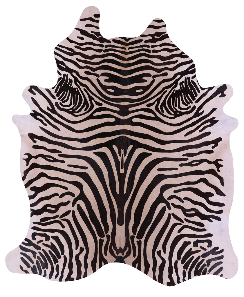 Zebra Animal Print Natural Cowhide Rug - XX-Large 8' 2"H x 6' 9"W