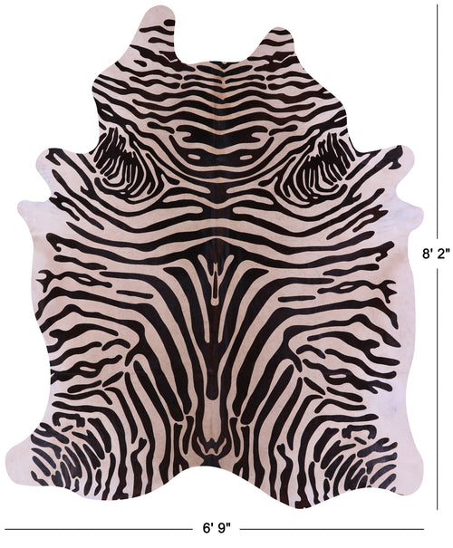 Zebra Animal Print Natural Cowhide Rug - XX-Large 8' 2