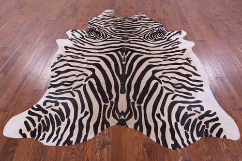 Zebra Animal Print Natural Cowhide Rug - XX-Large 8' 2