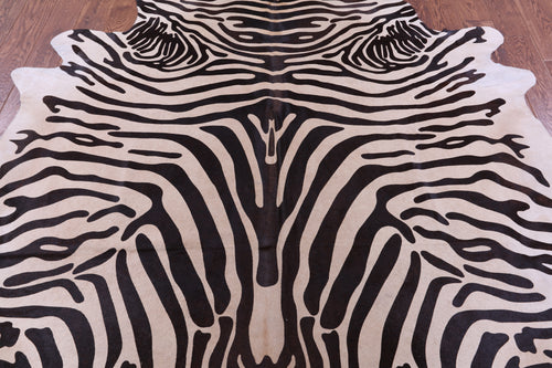 Zebra Animal Print Natural Cowhide Rug - XX-Large 8' 2
