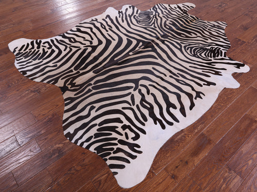 Zebra Animal Print Natural Cowhide Rug - XX-Large 8' 2