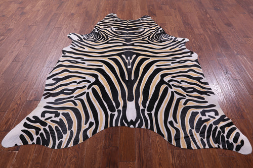 Zebra Animal Print Natural Cowhide Rug - X-Large 7' 4