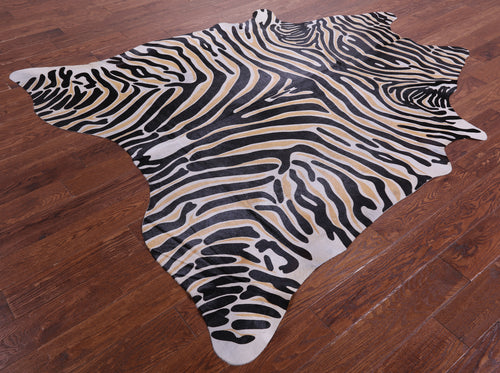 Zebra Animal Print Natural Cowhide Rug - X-Large 7' 4