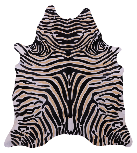 Zebra Animal Print Natural Cowhide Rug - X-Large 7' 4"H x 6' 5"W