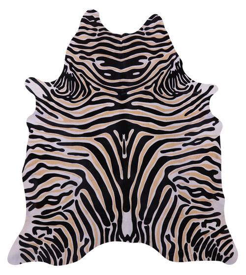 Zebra Animal Print Natural Cowhide Rug - X-Large 7' 4