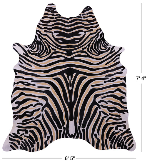 Zebra Animal Print Natural Cowhide Rug - X-Large 7' 4