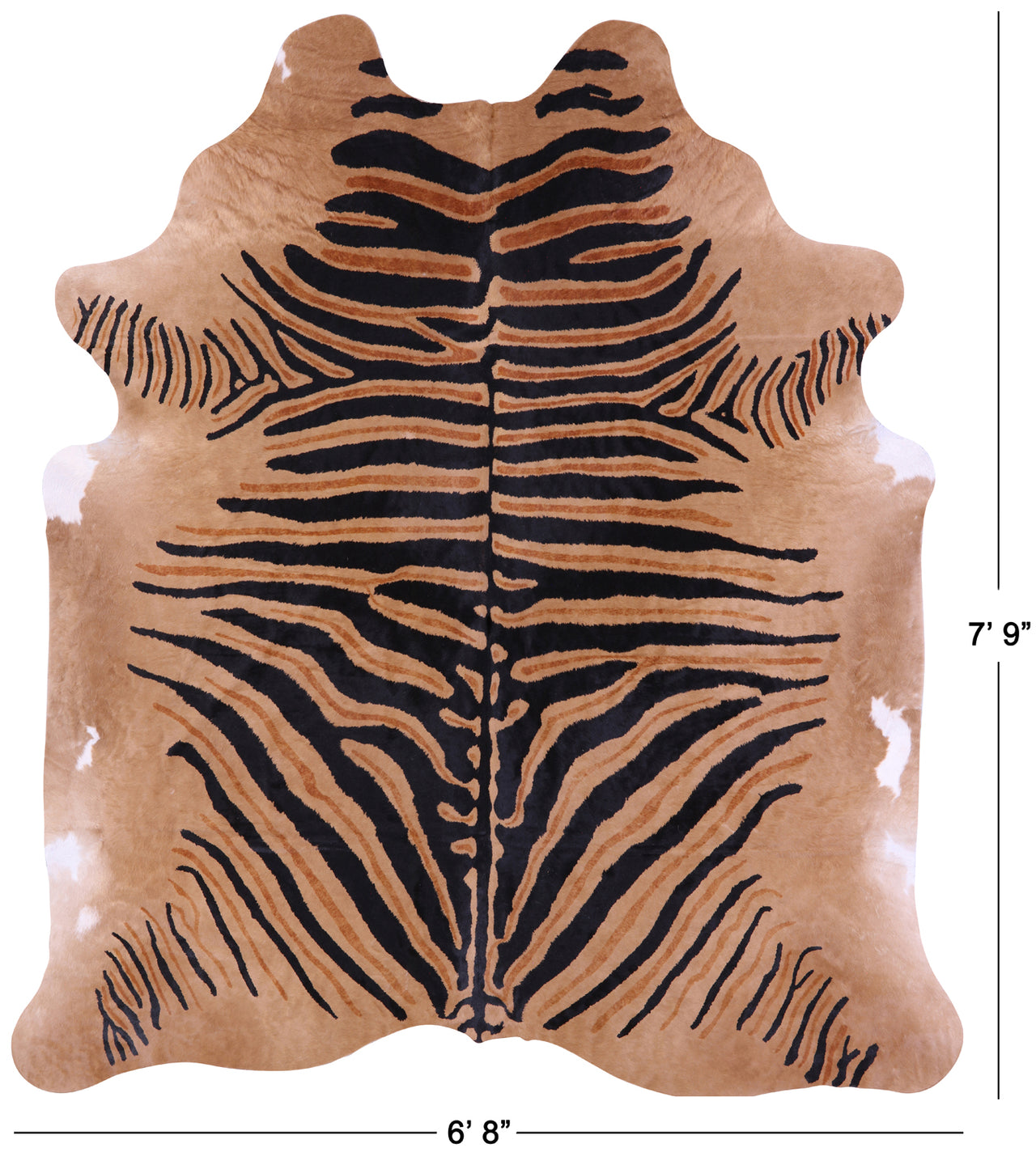 Zebra Animal Print Natural Cowhide Rug - XX-Large 7' 9"H x 6' 8"W