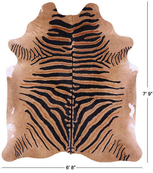 Zebra Animal Print Natural Cowhide Rug - XX-Large 7' 9