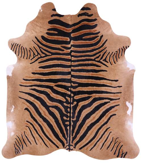 Zebra Animal Print Natural Cowhide Rug - XX-Large 7' 9