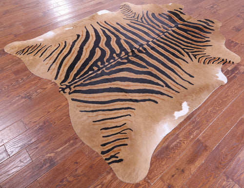 Zebra Animal Print Natural Cowhide Rug - XX-Large 7' 9