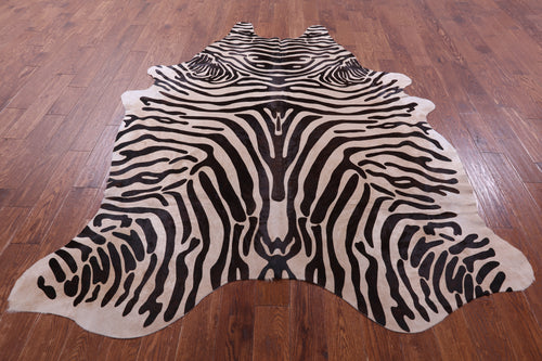Zebra Animal Print Natural Cowhide Rug - XX-Large 8' 2