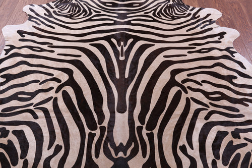 Zebra Animal Print Natural Cowhide Rug - XX-Large 8' 2