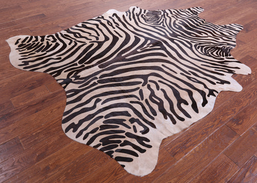 Zebra Animal Print Natural Cowhide Rug - XX-Large 8' 2