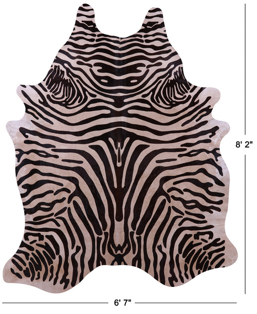 Zebra Animal Print Natural Cowhide Rug - XX-Large 8' 2
