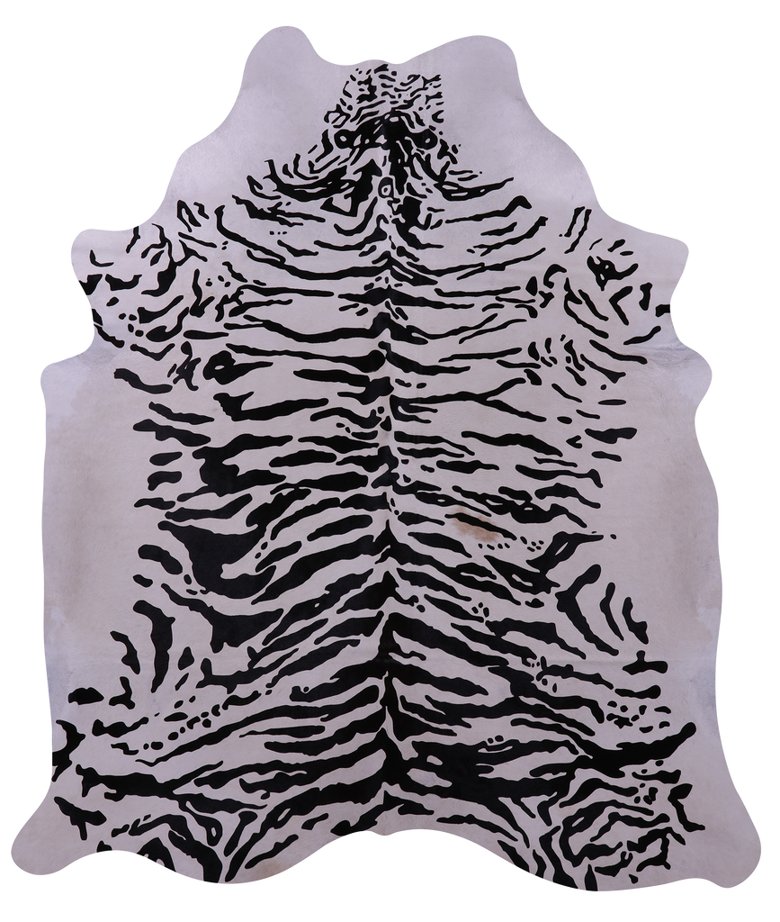 Tiger Animal Print Natural Cowhide Rug - XX-Large 7' 9"H x 6' 9"W