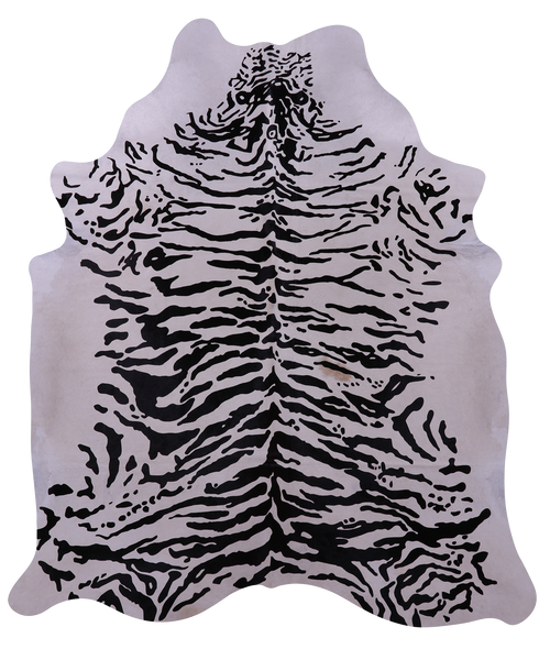 Tiger Animal Print Natural Cowhide Rug - XX-Large 7' 9