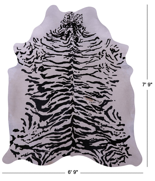 Tiger Animal Print Natural Cowhide Rug - XX-Large 7' 9
