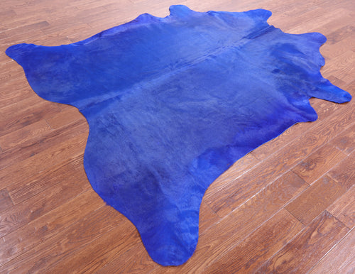 Blue Dyed Natural Cowhide Rug - X-Large 7' 7