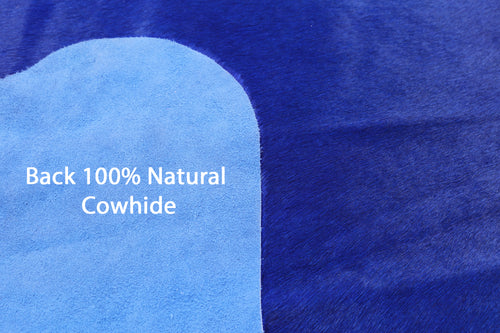 Blue Dyed Natural Cowhide Rug - X-Large 7' 7