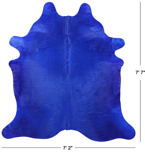 Blue Dyed Natural Cowhide Rug - X-Large 7' 7
