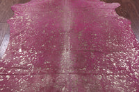 Thumbnail for Gold Metallic Natural Pink Dyed Cowhide Rug - X-Large 7' 2