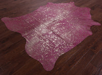 Thumbnail for Gold Metallic Natural Pink Dyed Cowhide Rug - X-Large 7' 2