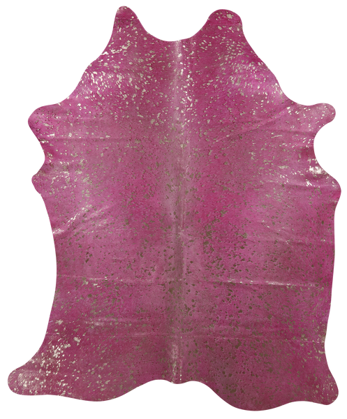 Gold Metallic Natural Pink Dyed Cowhide Rug - X-Large 7' 2"H x 5' 9"W