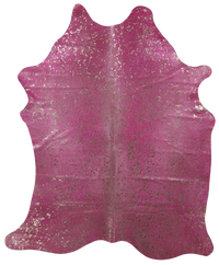 Thumbnail for Gold Metallic Natural Pink Dyed Cowhide Rug - X-Large 7' 2