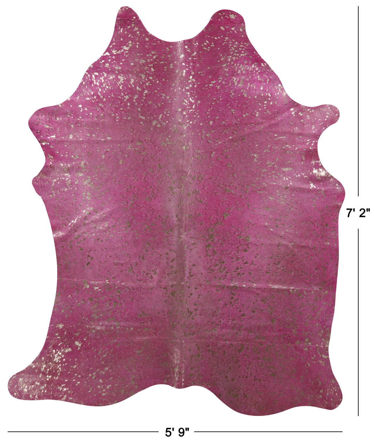 Gold Metallic Natural Pink Dyed Cowhide Rug - X-Large 7' 2"H x 5' 9"W