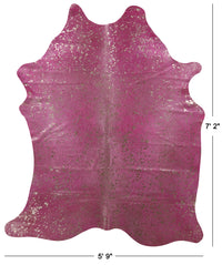 Thumbnail for Gold Metallic Natural Pink Dyed Cowhide Rug - X-Large 7' 2