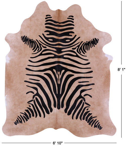 Zebra Animal Print Natural Cowhide Rug - XX-Large 8' 1