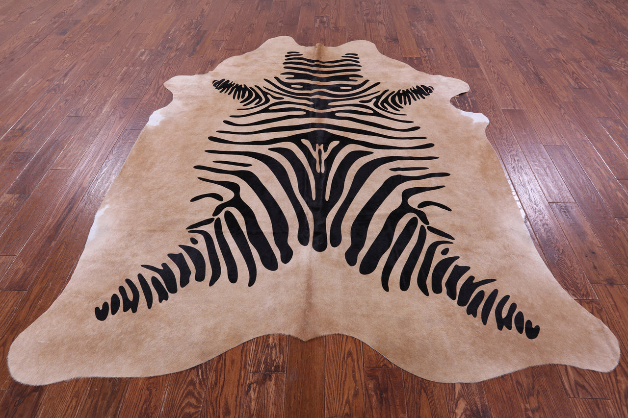 Zebra Animal Print Natural Cowhide Rug - XX-Large 8' 1"H x 6' 10"W