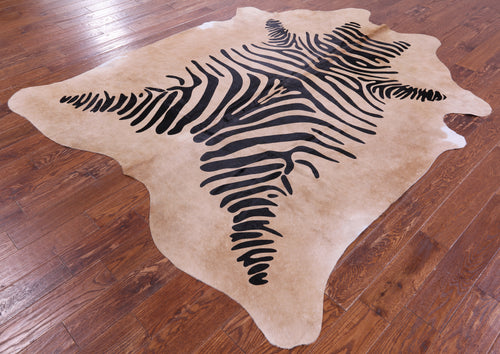 Zebra Animal Print Natural Cowhide Rug - XX-Large 8' 1