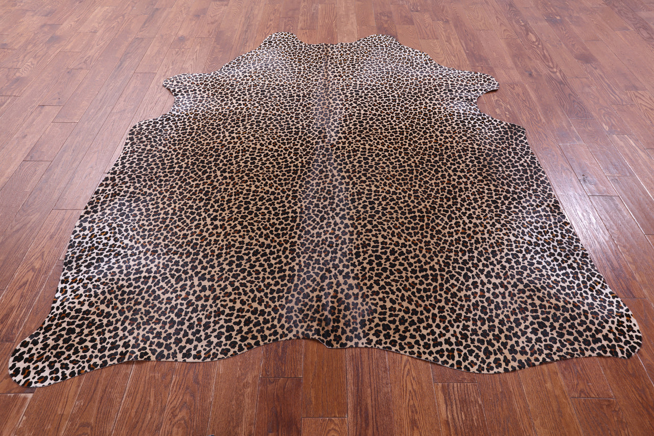 Leopard Animal Print Natural Cowhide Rug - X-Large 7' 5"H x 6' 4"W
