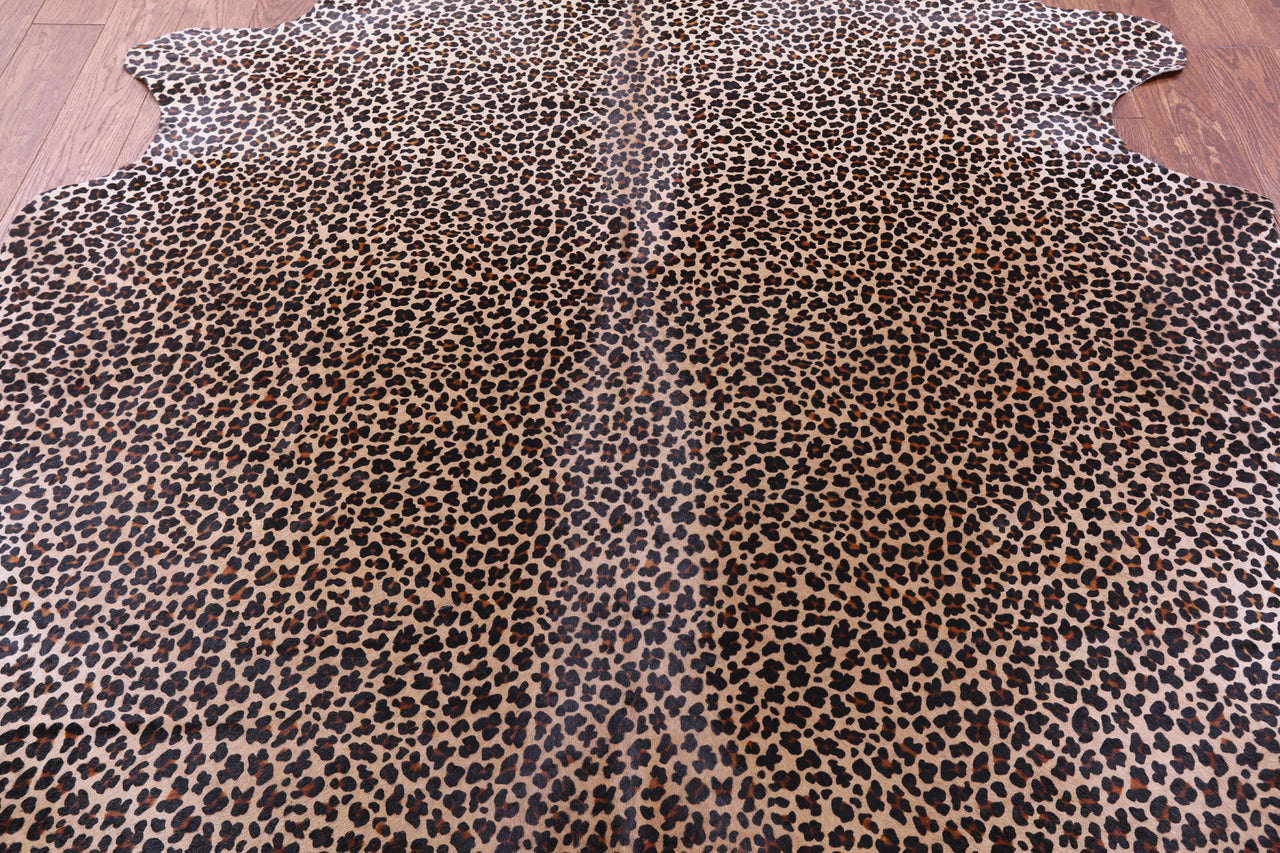 Leopard Animal Print Natural Cowhide Rug - X-Large 7' 5"H x 6' 4"W