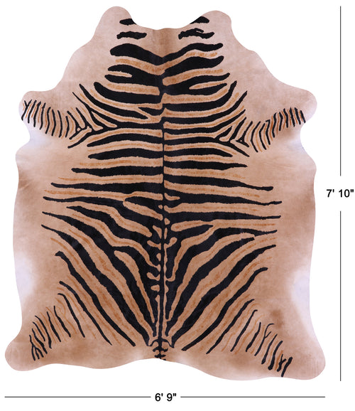 Zebra Animal Print Natural Cowhide Rug - XX-Large 7' 10