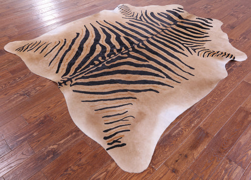 Zebra Animal Print Natural Cowhide Rug - XX-Large 7' 10