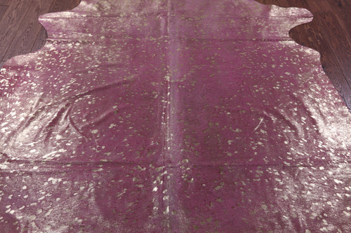 Gold Metallic Pink Dyed Natural Cowhide Rug - XX-Large 7' 9