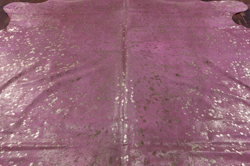 Gold Metallic Natural Pink Dyed Cowhide Rug - X-Large 7' 0
