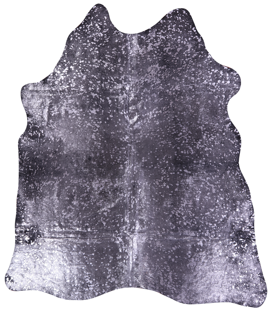 Silver Metallic Natural Cowhide Rug - X-Large 7' 7"H x 6' 8"W