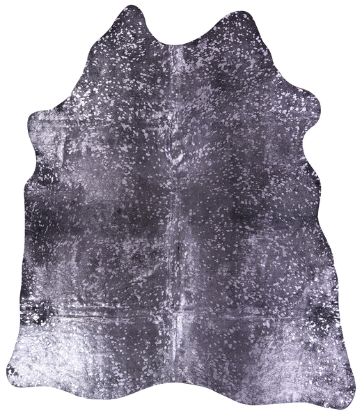 Silver Metallic Natural Cowhide Rug - X-Large 7' 7"H x 6' 8"W