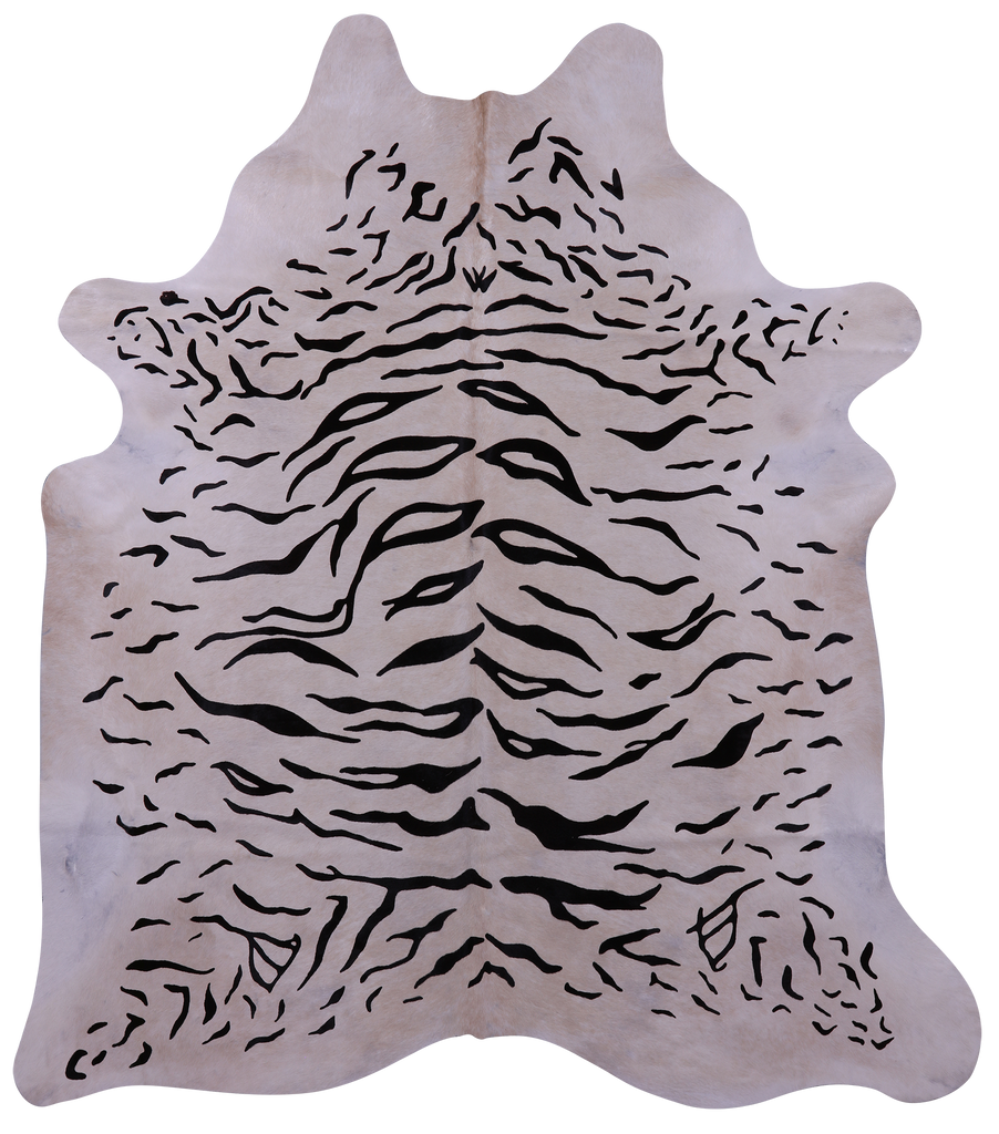 Tiger Animal Print Natural Cowhide Rug - X-Large 7' 7"H x 6' 6"W