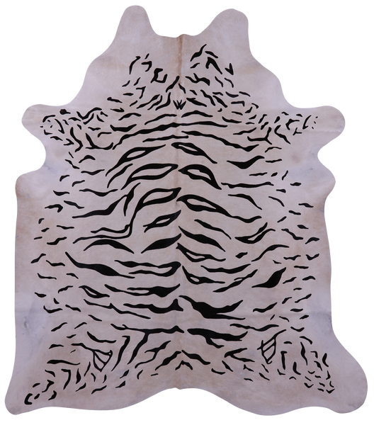 Tiger Animal Print Natural Cowhide Rug - X-Large 7' 7"H x 6' 6"W