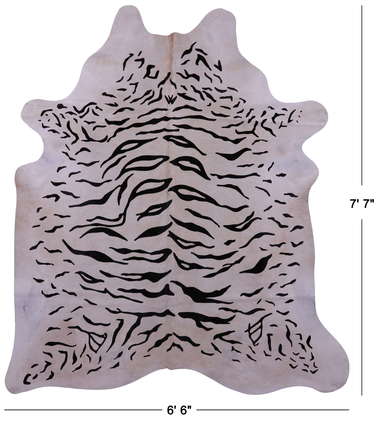 Tiger Animal Print Natural Cowhide Rug - X-Large 7' 7"H x 6' 6"W