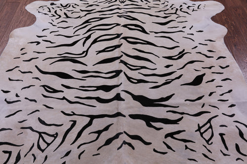 Tiger Animal Print Natural Cowhide Rug - X-Large 7' 7