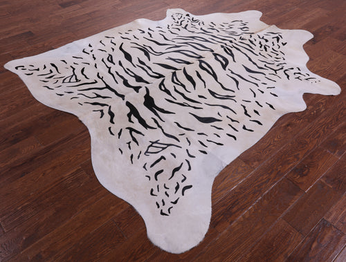 Tiger Animal Print Natural Cowhide Rug - X-Large 7' 7
