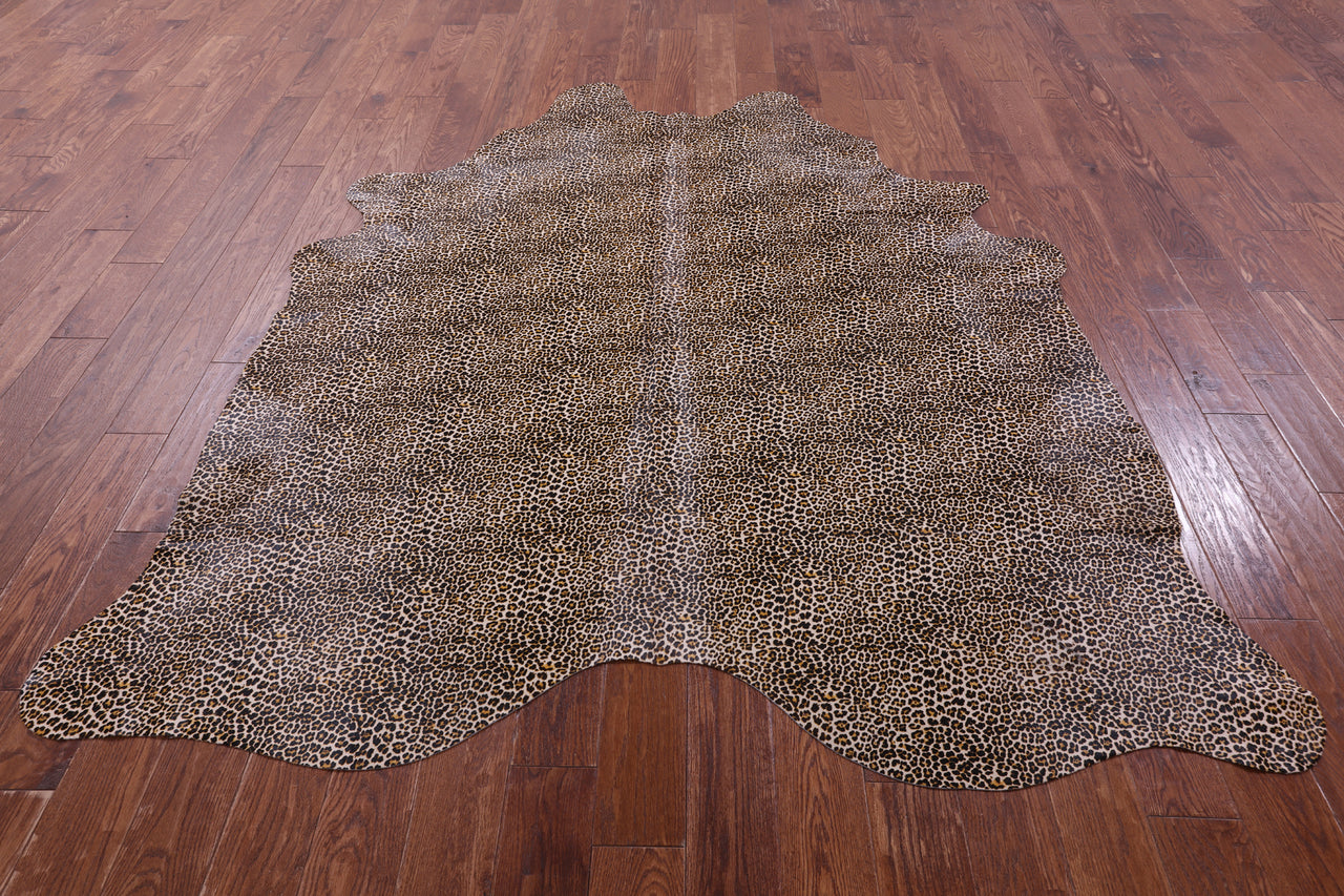 Leopard Animal Print Natural Cowhide Rug - X-Large 7' 5"H x 6' 6"W